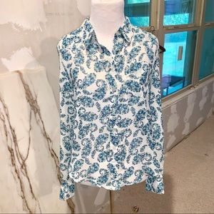 Love Tree sheer button up shirt SM